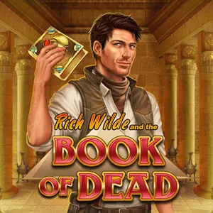 Spelruta för Book of Dead från Play'n GO med äventyraren Rich Wilde och en gammal bok i egyptisk miljö