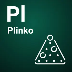 Spillflis for Plinko fra Spribe med grønn bakgrunn og en trekant av pinner der en ball faller nedover