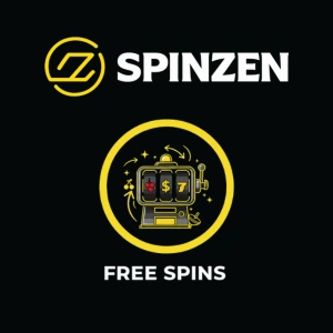 Spinzen casino free spins featured image with slot machine icon and brand logo