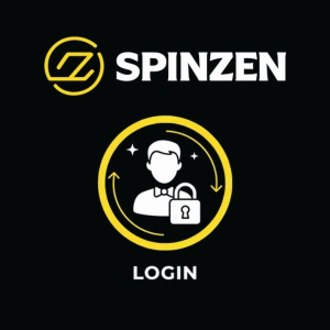 Spinzen casino login featured image with a user icon and lock symbol