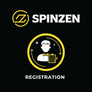 Spinzen casino registration featured image with user icon and clipboard symbol